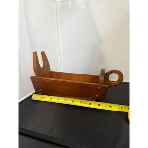 Vintage 60s Wood Napkin Holder Caddy folk art Rustic‎ Kitchen tabletop organizer